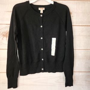 Girls Black Cardigan Diamond Buttons